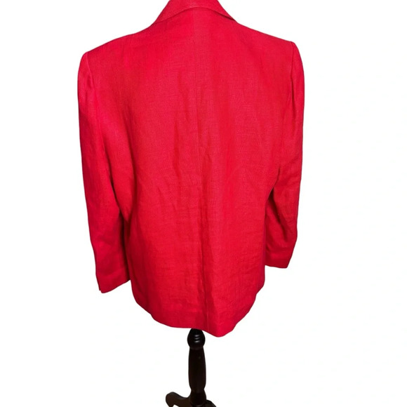 Vtg Chance Womens Linen Encounters Red Blazer 16 Classic Preppy Office Chic - Picture 8 of 11